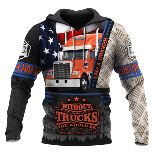 Joycorners Premium Personalized Unisex All Over Printed Trucker 3D Hoodie 42 LM2209