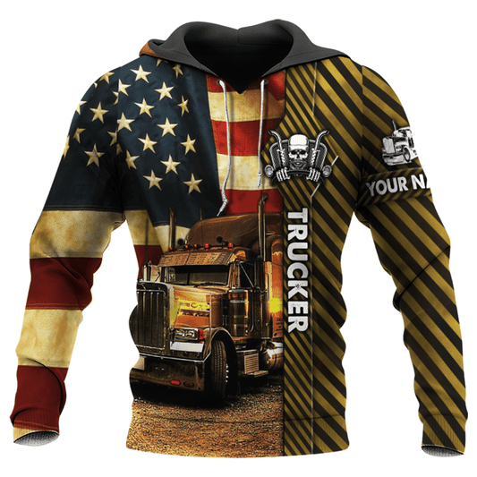 Joycorners Premium Personalized Unisex All Over Printed Trucker 3D Hoodie 40 LM2209