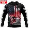 Joycorners Personalized Trucker American Flag Shirt LM2209