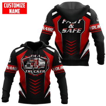 Joycorners Customized Name Fast And Safe Trucker All D Over Printed Unisex Hoodie LM2209