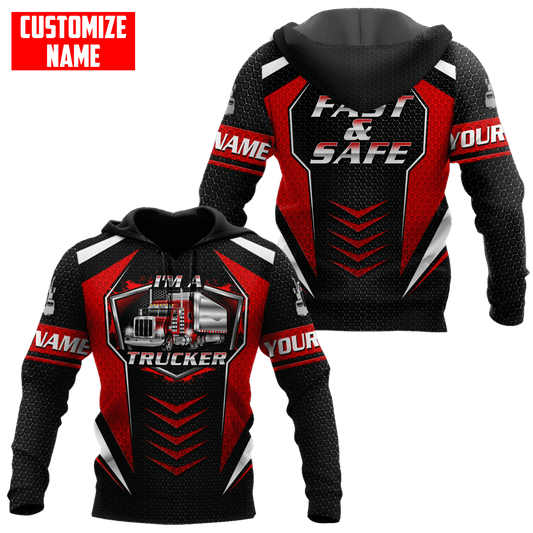 Joycorners Customized Name Fast And Safe Trucker All D Over Printed Unisex Hoodie LM2209