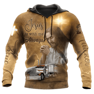 Joycorners Customized Name Jesus Is With Me Always Trucker Printed Shirts LM2209