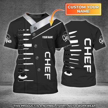 Joycorners Chef Knives Uniform Custom Name 3D Shirt