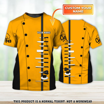 Joycorners Chef Pattern Knives Uniform Custom Name 3D Shirt