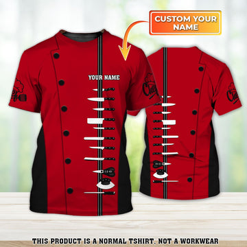 Joycorners Chef Pattern Knives Uniform 3 Custom Name 3D Shirt