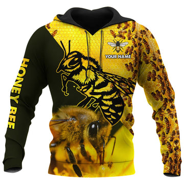 Joycorners Personalized Name Honey Bee 3D Printed Hoodie