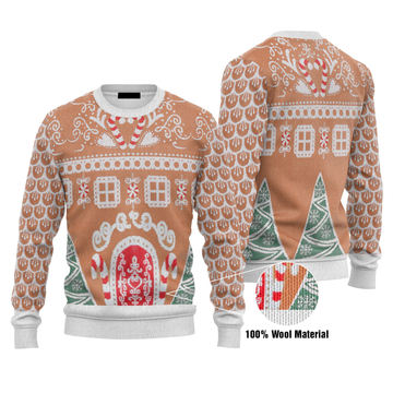 Maxcorners Gingerbread House Ugly Christmas Sweater for Men Women LM1911