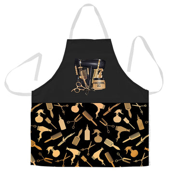Joycorners Gold Hairdresser Pattern All Over Printed 3D Apron