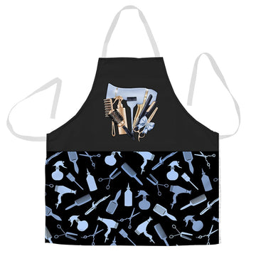 Joycorners Blue Hairdresser Pattern All Over Printed 3D Apron