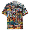 VINTAGE HORSE RACING ART HAWAIIAN SHIRT