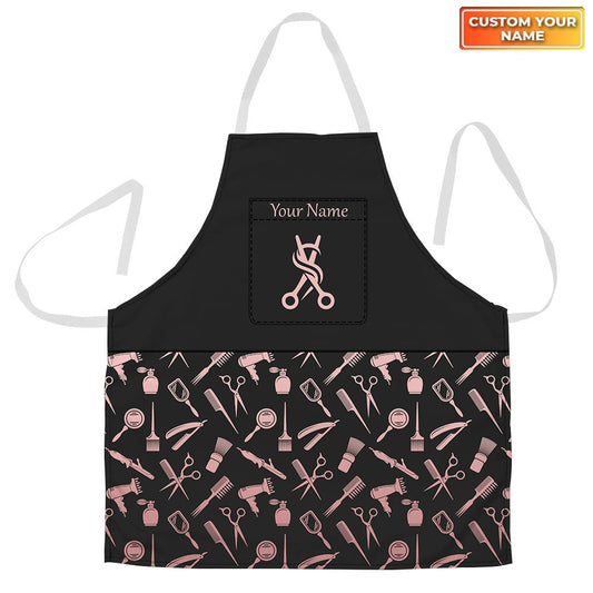 Joycorners Rose Hairdresser Pattern All Over Printed Custom Name 3D Apron