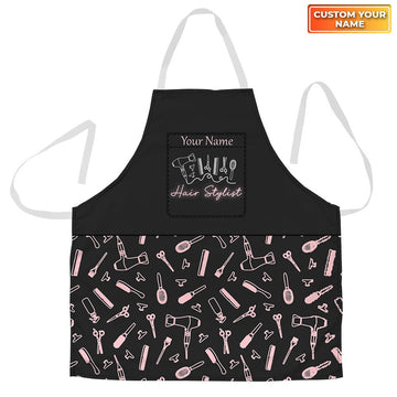 Joycorners Black Hairdresser Pattern All Over Printed Custom Name 3D Apron