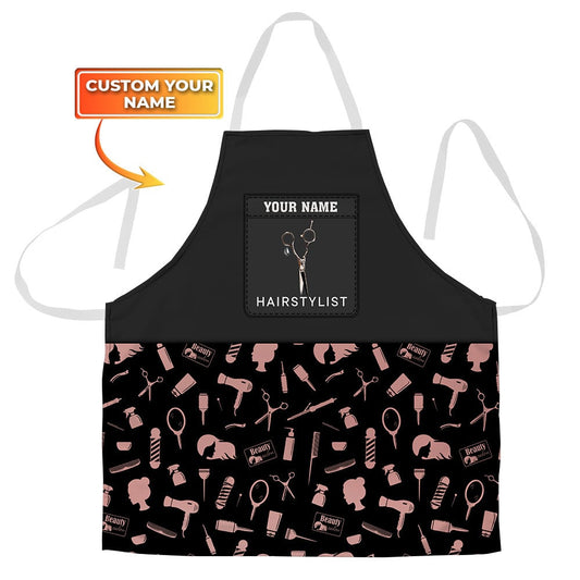 Joycorners Rose Gold Hairdresser Pattern All Over Printed Custom Name 3D Apron