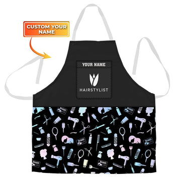 Joycorners Hologram Hairdresser Pattern All Over Printed Custom Name 3D Apron