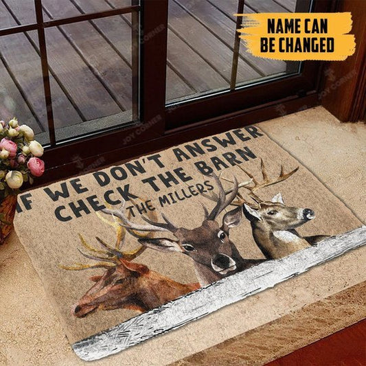 Joycorners Personalized name Check The Reindeer Barn All Over Printed 3D Doormat