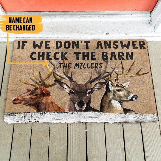 Joycorners Personalized name Check The Reindeer Barn All Over Printed 3D Doormat