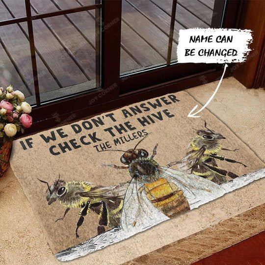 Joycorners Personalized name Check The Bee Hive All Over Printed 3D Doormat