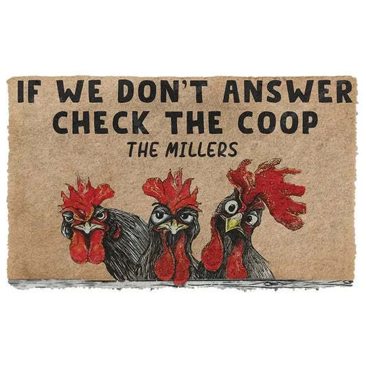 Joycorners Personalized name Check The Chicken Coop All Over Printed 3D Doormat