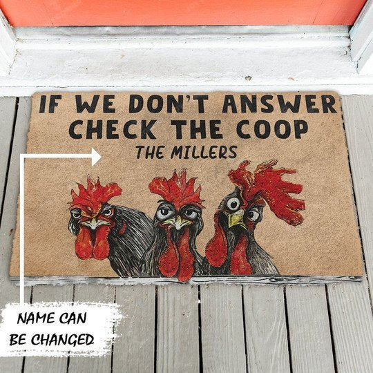 Joycorners Personalized name Check The Chicken Coop All Over Printed 3D Doormat
