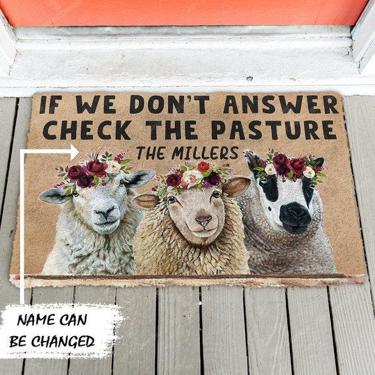 Joycorners Personalized name Check The Sheep Pasture All Over Printed 3D Doormat