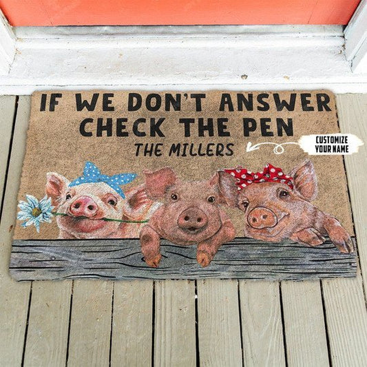 Joycorners Personalized name Check The Pig Pen All Over Printed 3D Doormat