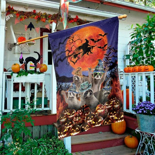 Joycorners Happy Halloween Night Raccoon 3D Printed Flag