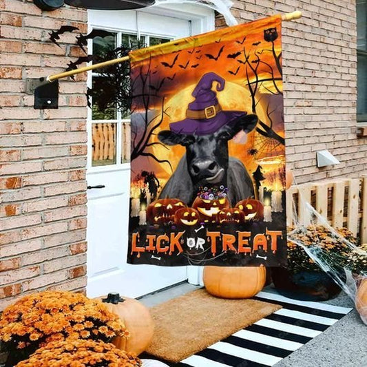 Joycorners Happy Halloween Black Angus Lick Or Treat 3D Printed Flag