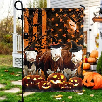 Joycorners Happy Halloween Hereford Cattle U.S Flag 3D Printed Flag