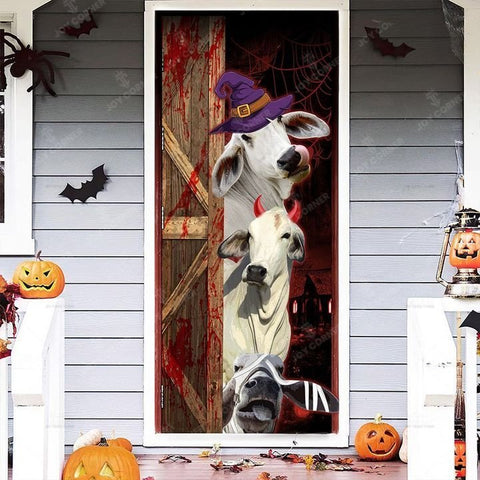Joycorners Happy Halloween Freaky Brahman Cattle Door Cover