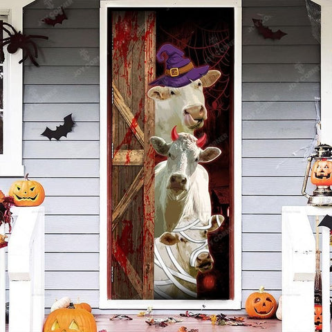 Joycorners Happy Halloween Freaky Charolais Cattle Door Cover
