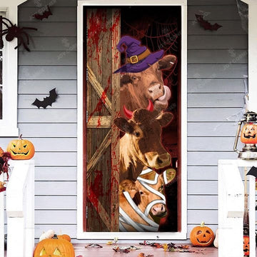 Joycorners Happy Halloween Freaky Red Angus Door Cover