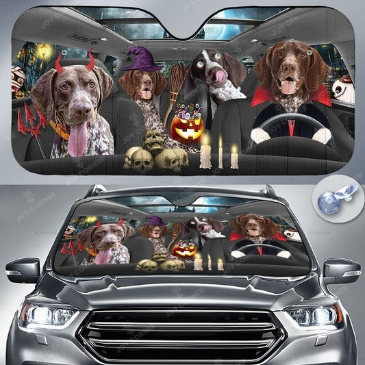 Joycorners Happy Halloween German Shorthaired Pointer Car 3D Printed Sun Shade