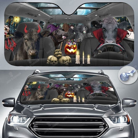 Joycorners Happy Halloween Black Angus Car 3D Printed Sun Shade