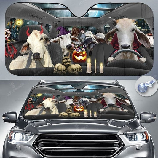 Joycorners Happy Halloween Brahman Car 3D Printed Sun Shade