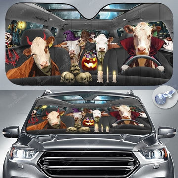 Joycorners Happy Halloween Hereford Car 3D Printed Sun Shade