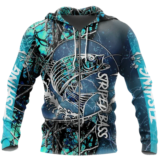Joycorners STRIPED BASS Fishing 3D Hoodie