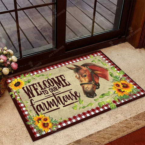 Joycorners Welcome to Our Farm House Horse All Over Printed 3D Doormat