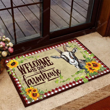Joycorners Welcome to Our Farm House Goat All Over Printed 3D Doormat