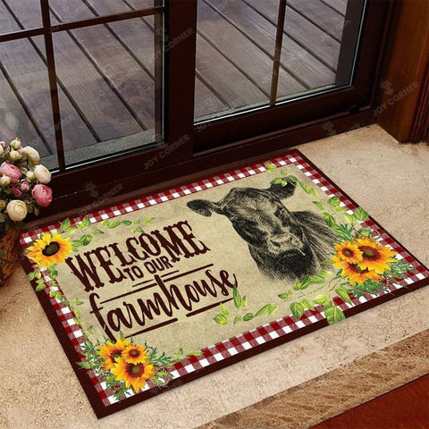 Joycorners Welcome to Our Farm House Black Angus All Over Printed 3D Doormat