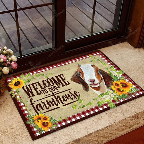 Joycorners Welcome to Our Farm House Nubian Goat All Over Printed 3D Doormat
