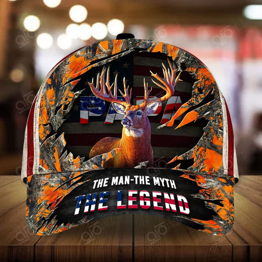 Joycorners Pride Loralle PAPA Hunting Personalized Hats 3D Multicolored