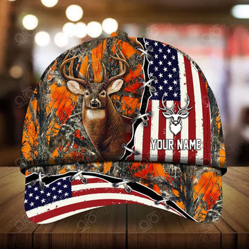 Joycorners American Flag Hunting Personalized Hats 3D Multicolored