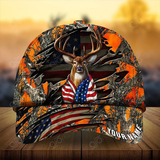 Joycorners The Unique Premium Flag Deer Hunting Personalized Hats 3D Multicolored