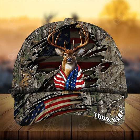 Joycorners The Unique Premium Flag Deer Hunting Personalized Hats 3D Multicolored