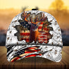 Joycorners Best Cracked Flag Deer Hunting Personalized Hats 3D Multicolored