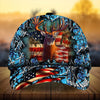Joycorners Best Cracked Flag Deer Hunting Personalized Hats 3D Multicolored