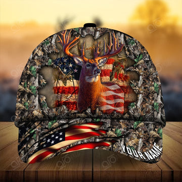 Joycorners Best Cracked Flag Deer Hunting Personalized Hats 3D Multicolored