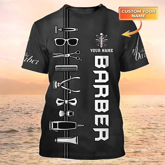 Barber Tools Personalized Name 3D Shirt