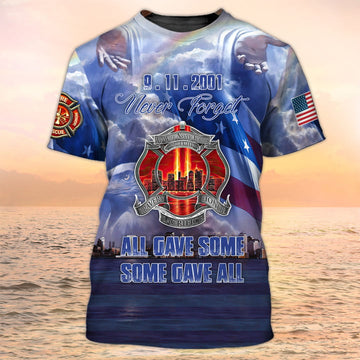 Maxcorners Memorial Day, Eagle T-Shirt, Firefighter 3D Over Print Tshirt, Fire Dept T shirts LM1911