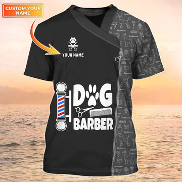 Barber Paw Dog Groomer Personalized Name 3D Shirt